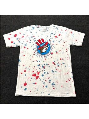 Buc-ee's Peace Love Tie Dye 4th of July T-Shirt‎ Red White Blue Youth Large NWOT
